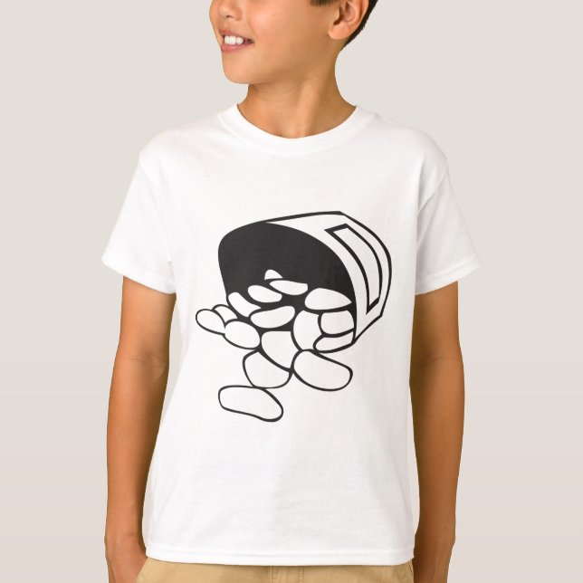 Spilled Beans Black and White Outline T Shirt (Framsida)