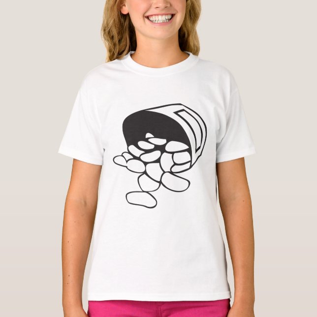 Spilled Beans Black and White Outline T Shirt (Framsida)