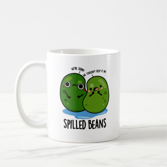Spilled Beans Funny Veggie Bean Pun Kaffemugg (Vänster)