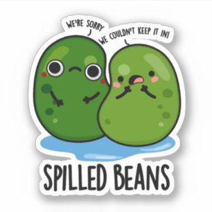 Spilled Beans Funny Veggie Bean Pun Klistermärken