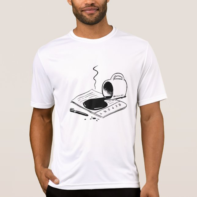 Spilled Coffee on Report Funny Office Mishap T Shirt (Framsida)