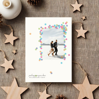 Spilled Confetti- New Year's Flat Photo Card Julkort