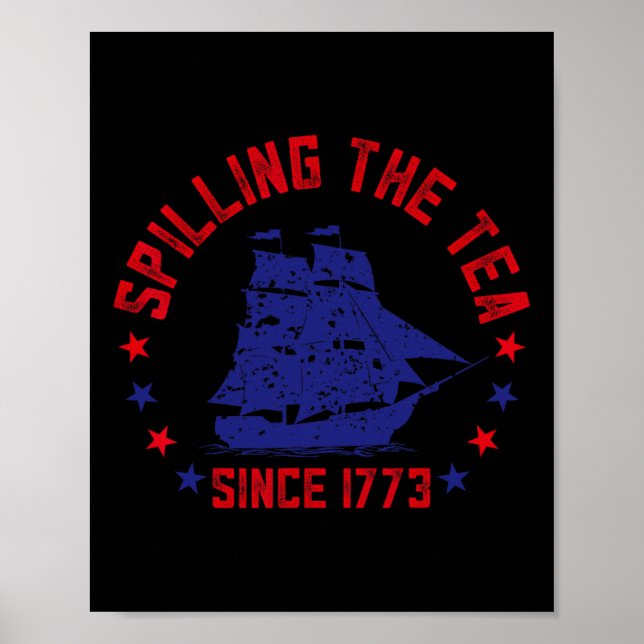 Spilling av tea sedan 1773 Fjärde juli måndag 4 Poster (Framsidan)