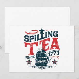 Spilling av tea sedan 1773 Funy 4 juli Inbjudningar