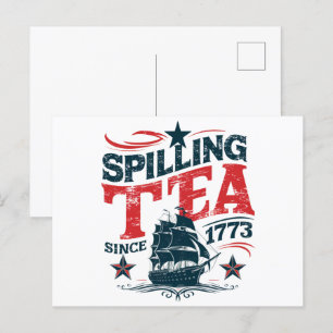Spilling av tea sedan 1773 Funy 4 juli Vykort