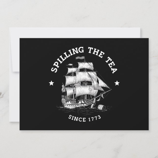 Spilling av tea sedan 1773 Lustigt 4 juli Inbjudningar (Framsida)
