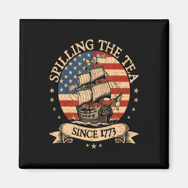 Spilling av tea sedan 1773 Lustigt Amerikansk hist Magnet (Framsidan)