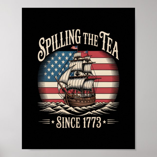 Spilling av tea sedan 1773 Lustigt PM Poster (Framsidan)