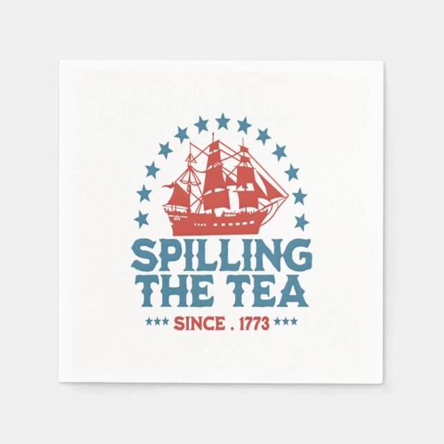 Spilling av tea sedan 1773 Rött vitt blått Funny 4 Pappersservett (Framsidan)