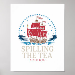 Spilling av tea sedan 1773 Rött vitt blått Funny 4 Poster