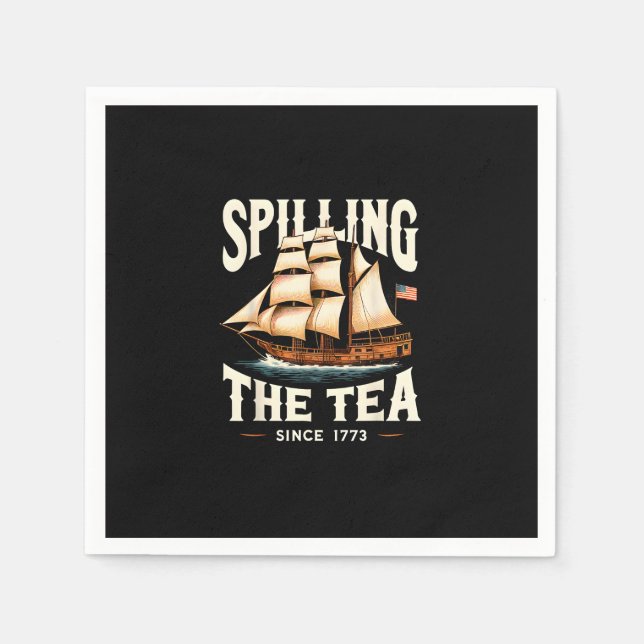 Spilling the Tea sedan 1773 4 juli Retro USA Pappersservett (Framsidan)