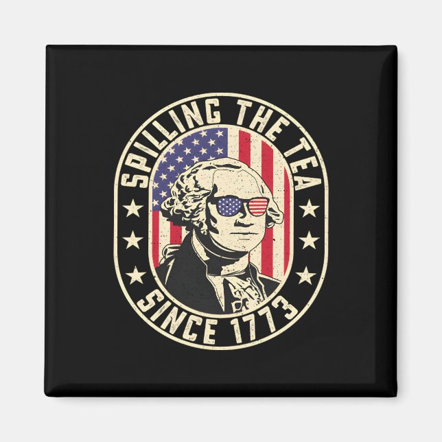Spilling the Tea sedan 1773 - George Washington Magnet (Framsidan)
