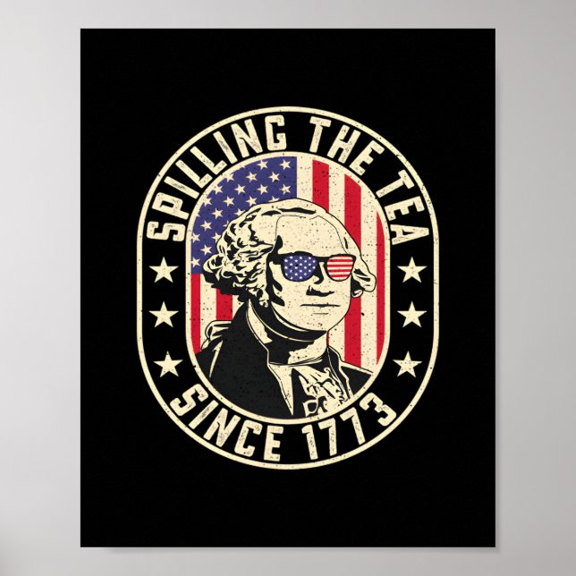 Spilling the Tea sedan 1773 - George Washington Poster (Framsidan)