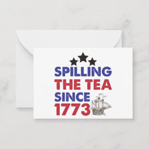 Spilling the Tea Sedan 1773 Patriotic 4 juli Anteckningskort