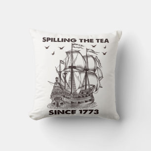 Spilling the Tea Sedan 1773 Patriotic 4 juli Kudde