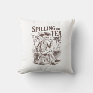 Spilling the Tea sedan 1773 Patriotic American 4:e Kudde