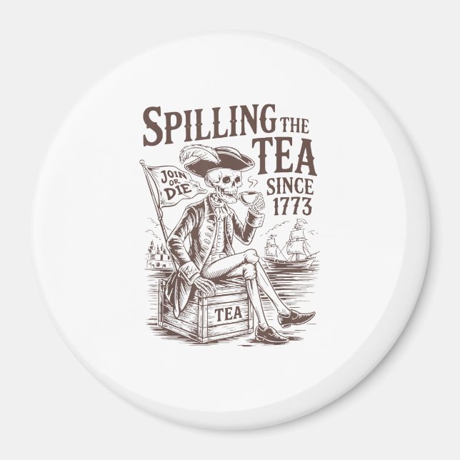 Spilling the Tea sedan 1773 Patriotic American 4:e Magnet (Framsidan)