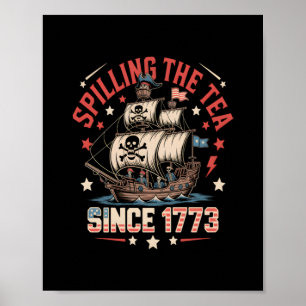 Spilling the Tea sedan 1773 USA Patriotic Historic Poster