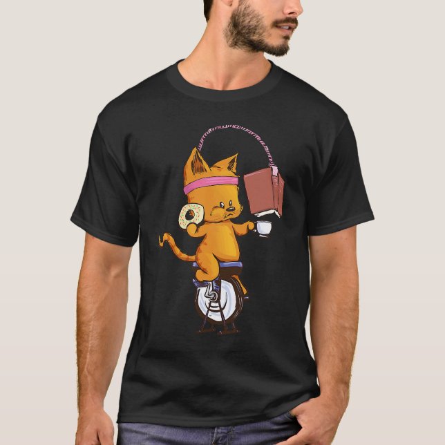 Spin class cats book coffee t shirt (Framsida)