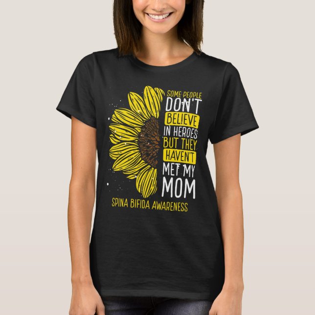 Spina Bifida Awareness Ribbon Mom Warrior T Shirt (Framsida)