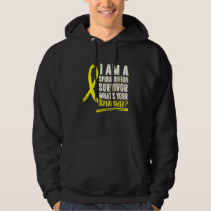 Spina Bifida Awareness Split Spine Survivor Gult Hoodie