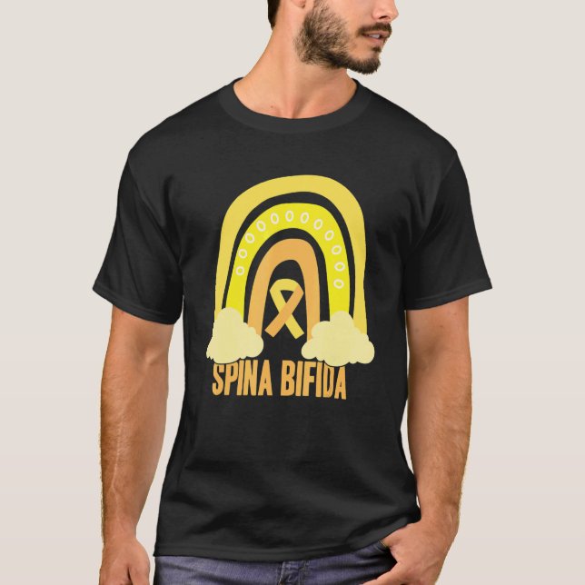 Spina Bifida Awareness Yellow Ribbon For Men Women T Shirt (Framsida)