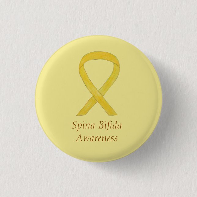 Spina Bifida Gult Awareness Ribbon Stift Knapp (Framsida)