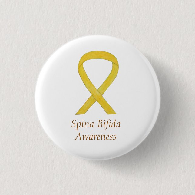 Spina Bifida Gult Awareness Ribbon Stift Knapp (Framsida)