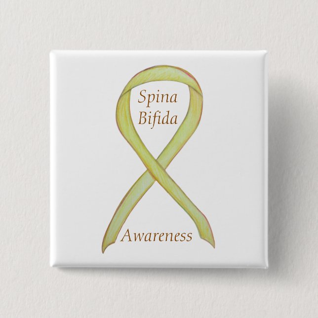 Spina Bifida Gult Awareness Ribbon Stift Knapp (Framsida)