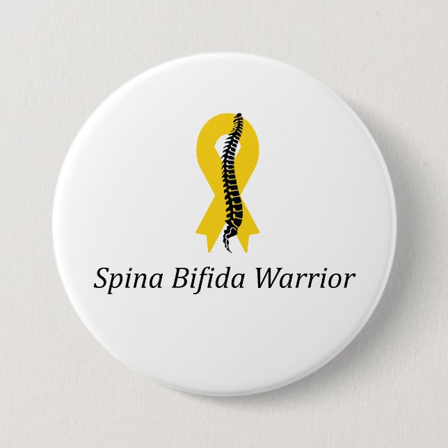 Spina Bifida Warrior Pin Button med Gult Ribbon Knapp (Framsida)
