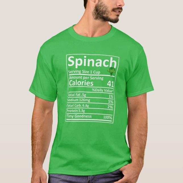 Spinach Nutrition Food Facts Funny Thanksgiving Co T Shirt (Framsida)
