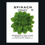 Spinach Seed Packet Label Poster<br><div class="desc">Etiketter för vintage av utsädespaket för trädgårdsblommor och grönsaker.</div>