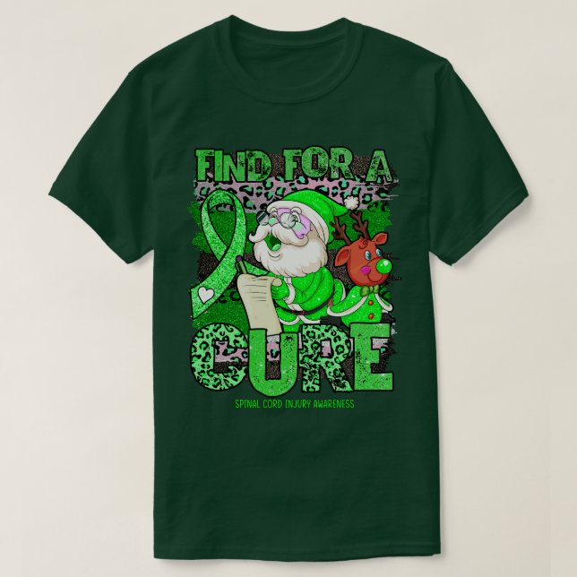 Spinal Cord Injury Awareness leopard christmas cur T Shirt (Design framsida)