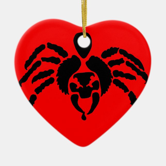 Spindel i rött julgransprydnad keramik (Framsidan)