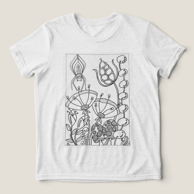 spindel med fantasinblommor t shirt (Design Framsida)
