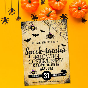 spindel skräckinjagande halloweenfest skräck-spekt inbjudningar