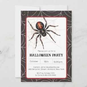Spindel Svarta Änka Halloweenfest Inbjudningar