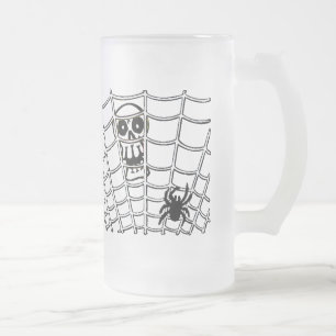Spindelare i Webben med Skull Frostat Ölglas