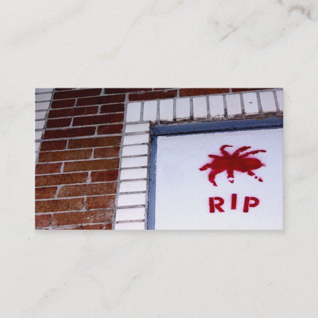 spindeln r.i.p. stencilerar visitkort (Framsida)