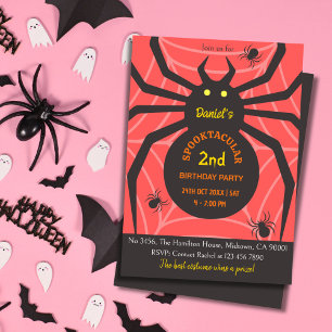 Spindelnät 2:a födelsedag Halloween fest Inbjudningar