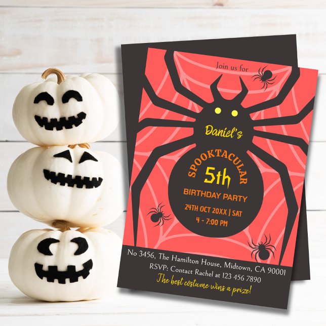 Spindelnät 5:e födelsedag Halloween fest Inbjudningar (Skapare uppladdad)