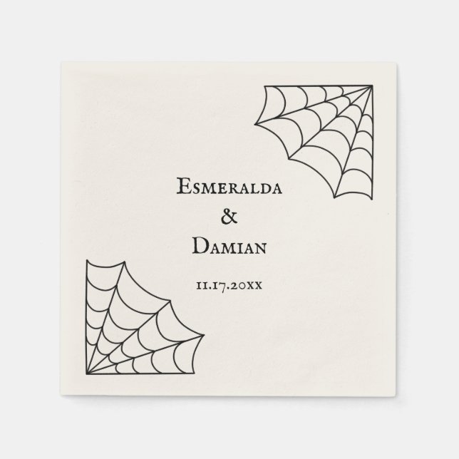 Spindelnät Black and White Gothic Bröllop Pappersservett (Framsidan)