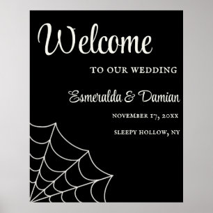 Spindelnät Black and White Gothic Bröllop Poster