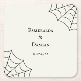 Spindelnät Black and White Gothic Bröllop Underlägg Papper Kvadrat