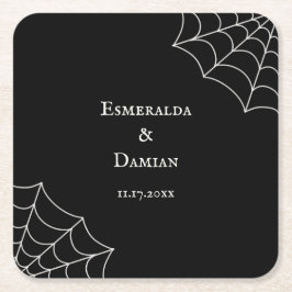 Spindelnät Black and White Gothic Bröllop Underlägg Papper Kvadrat