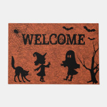 Spindelnät Black Cat Halloween Doormat