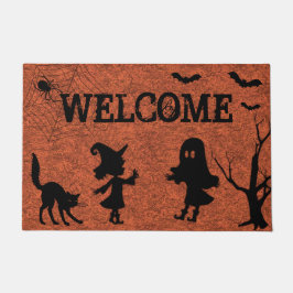 Spindelnät Black Cat Halloween Doormat