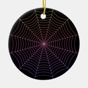 Spindelnät Black lila orange Halloween mönster Julgransprydnad Keramik