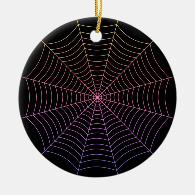 Spindelnät Black lila orange Halloween mönster Julgransprydnad Keramik (Framsidan)
