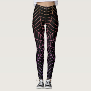 Spindelnät Black lila orange Halloween mönster Leggings